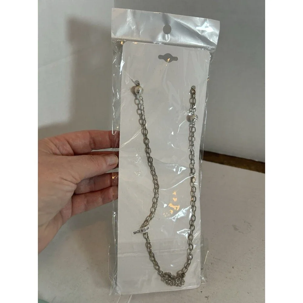 Angel Design ID Badge Holder Necklace Glasses Chain Silver Tone Lanyard 14” NIP